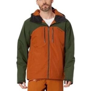 FLYLOW Roswell Jacket Insulated Ski Coat Pine Copper Orange Hood Vent - Men’s XS